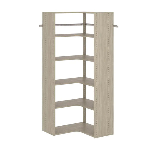 30 In. W Rustic Grey Corner Wood Closet System