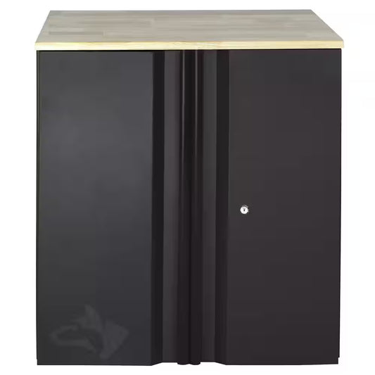 Heavy Duty 28 In. W X 32 In. H X 21.5 In. D Welded 20-Gauge Steel 2-Door Garage Base Freestanding Cabinet in Black