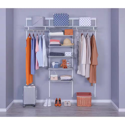 Genevieve 6 Ft. Adjustable Closet Organizer Long Hanging Rod with Shelf Stack