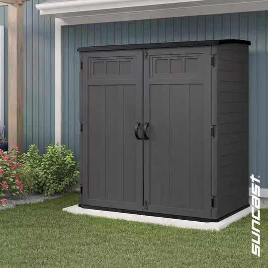 5 Ft. 10.5 In. W X 3 Ft. 8.25 In. D X 6 Ft. 5.5 In. H XL Plastic Resin Vertical Storage Shed in Peppercorn (Gray)