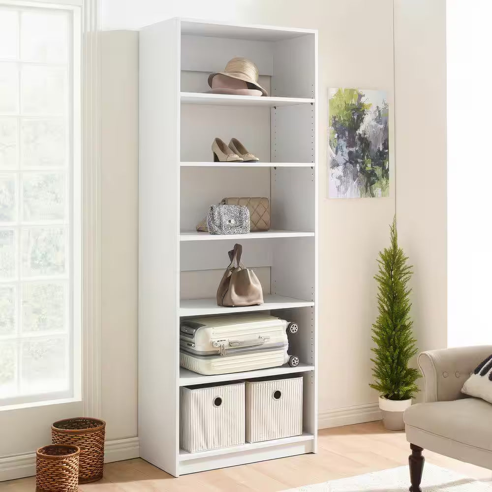 Prosper 32 In. W White Tower Unit Five-Shelves Wood Closet System