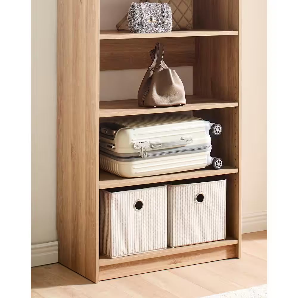 Prosper 32 In. W Oak Tower Unit Five-Shelves Wood Closet System