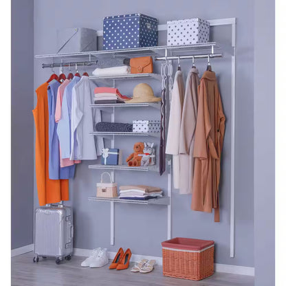 Genevieve 6 Ft. Adjustable Closet Organizer Long Hanging Rod with Shelf Stack
