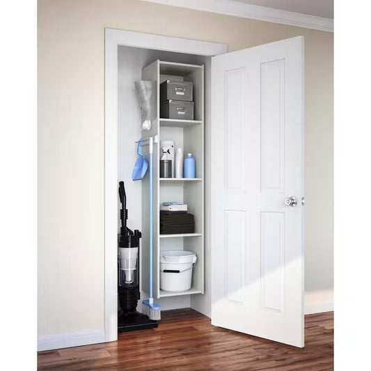 16 In. W White Wood Utility Closet Tower