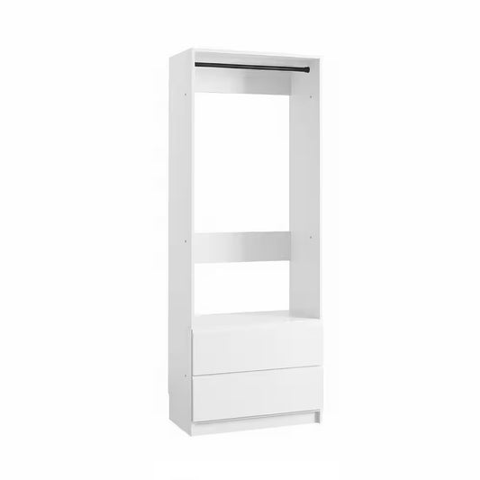 Prosper 32 In. W White Tower Unit 1-Shelf 2-Drawers Wood Closet System