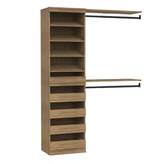 Modular Storage 47.38 In.-57.4 In. W Sand Tower System 6-Shelf Wood Closet System