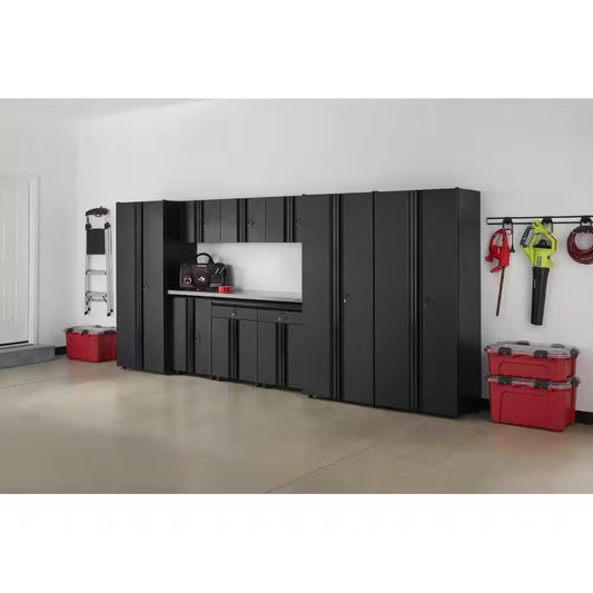 10-Piece Regular Duty Welded Steel Garage Storage System in Black (163.5 In. W X 75 In. H X 19.6 In. D)