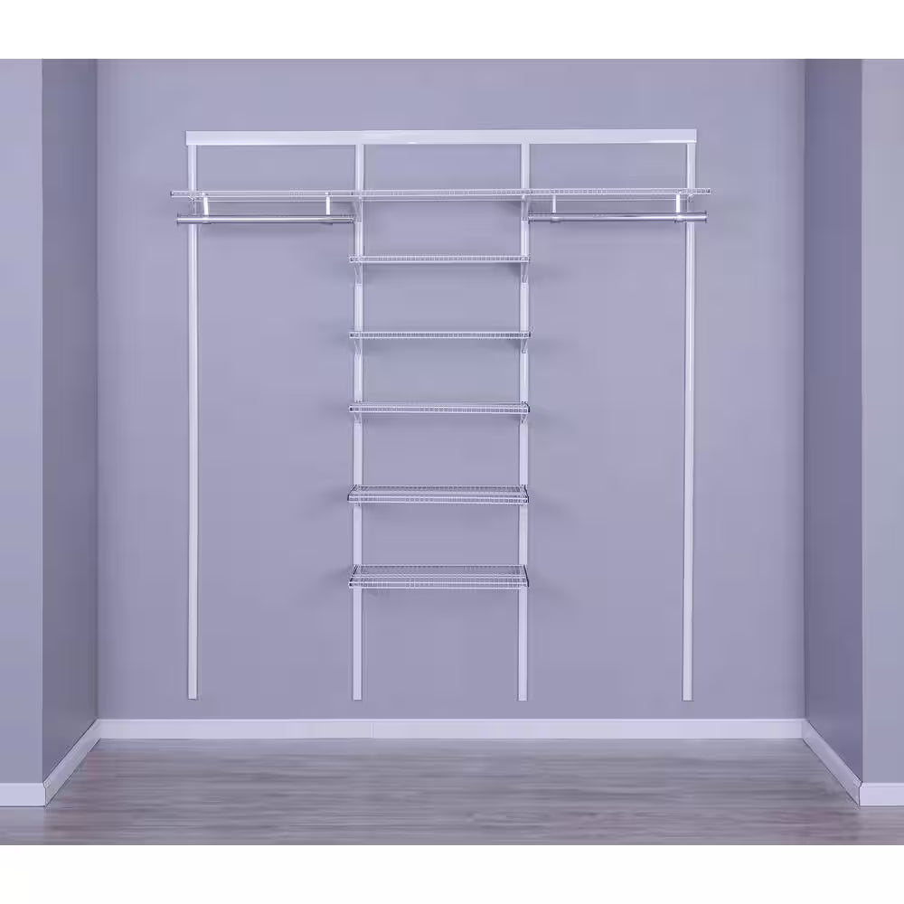 Genevieve 6 Ft. Adjustable Closet Organizer Long Hanging Rod with Shelf Stack