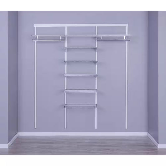 Genevieve 6 Ft. Adjustable Closet Organizer Long Hanging Rod with Shelf Stack