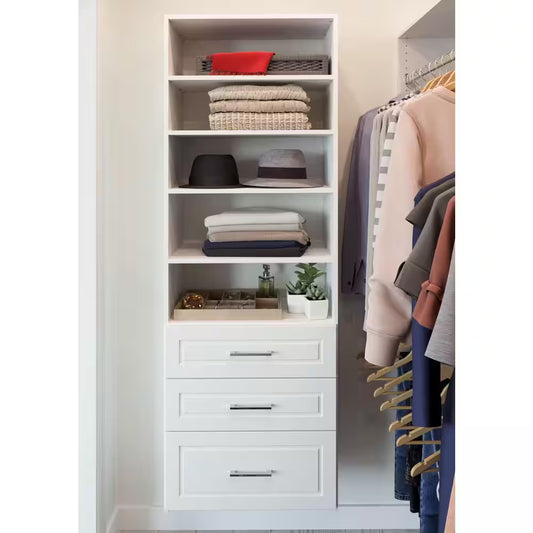 Modern Raised Premier 25 In. W White Wood Closet System