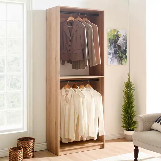 Prosper 32 In. W Oak Tower Unit 1-Shelf 2 Rods Wood Closet System