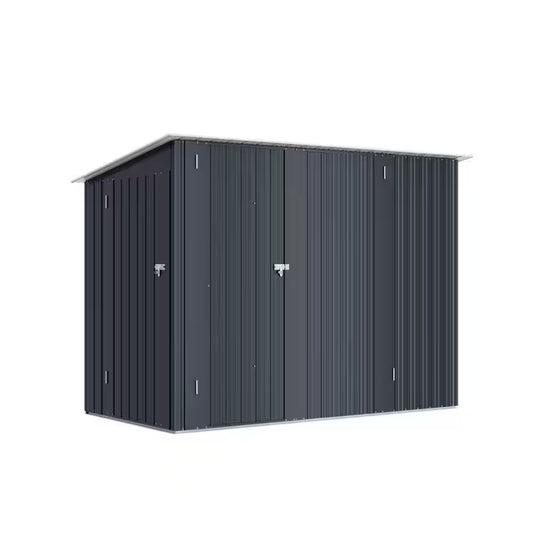 4 Ft. W X 7.5 Ft. D Metal Shed with Triple Lockable Door in Dark Gray (29 Sq. Ft. )