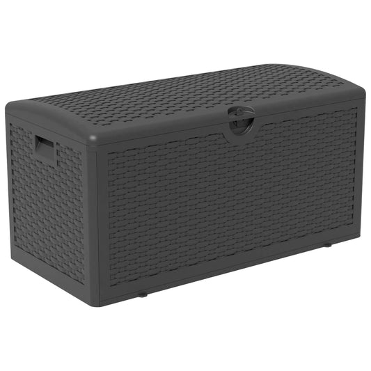 80 Gallon Lockable Resin Deck Box,Outdoor Storage Box Waterproof & Uv-Resistant for Toys Storage, Garden Tools, Rattan Texture/Black