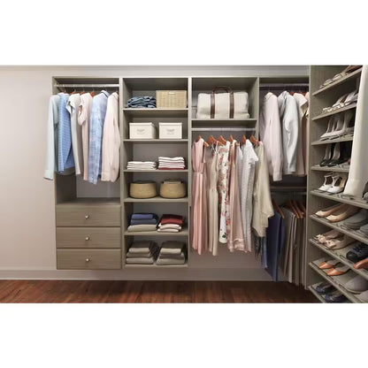 Essential Shoe 25 In. W Rustic Grey Wood Closet Tower