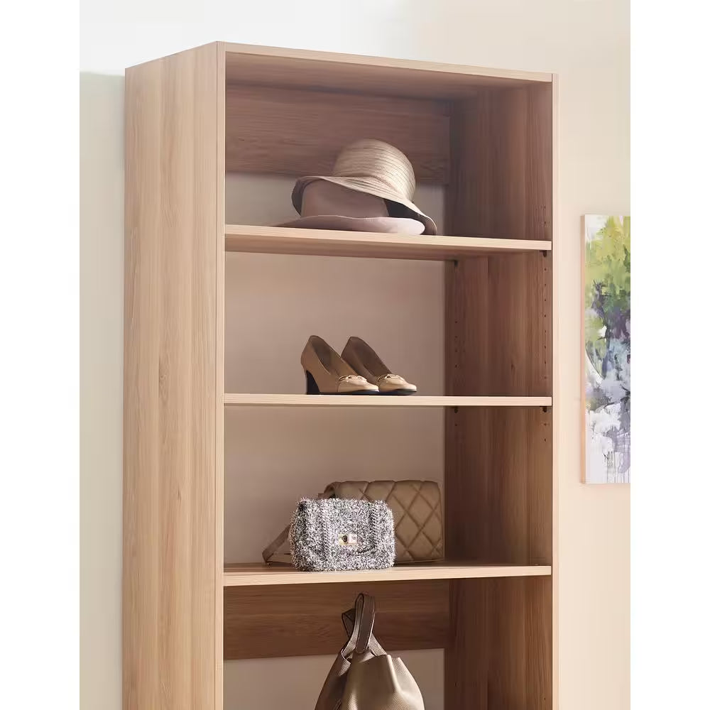 Prosper 32 In. W Oak Tower Unit Five-Shelves Wood Closet System