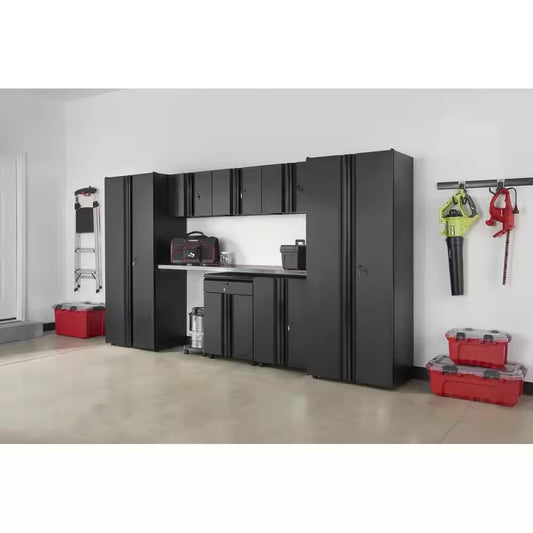 8-Piece Regular Duty Welded Steel Garage Storage System in Black (133 In. W X 75 In. H X 19.6 In. D)